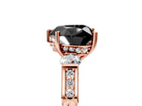 Rose gold Fancy Black Heart Cut Brilliant Three-Stone Pave Band with Four-Prong Setting_5