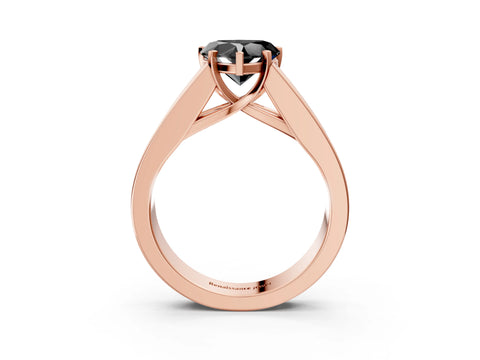 Rose gold Fancy Black Heart Cut Cut Channel Set Solitaire Ring with Four-Prong Setting_3
