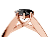 Rose gold Fancy Black Heart Cut Cut Channel Set Solitaire Ring with Four-Prong Setting_4