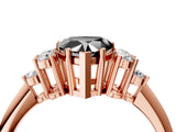 Rose gold Fancy Black Heart Cut Cut Diamond Cluster Ring with Solitaire Band and Four-Prong Setting_4