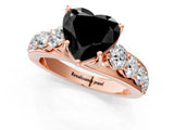 Rose gold Fancy Black Heart Cut Cut Diamond Engagement Ring with Pavé Band and Four-Prong Setting_1