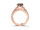 Rose gold Fancy Black Heart Cut Cut Diamond Engagement Ring with Pavé Band and Four-Prong Setting_3