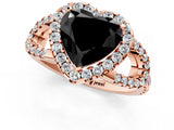 Rose gold Fancy Black Heart Cut Cut Diamond Halo Engagement Ring with Open Split Pavé Band_1