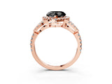 Rose gold Fancy Black Heart Cut Cut Diamond Halo Engagement Ring with Open Split Pavé Band_3