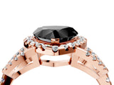Rose gold Fancy Black Heart Cut Cut Diamond Halo Engagement Ring with Open Split Pavé Band_4