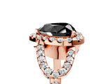 Rose gold Fancy Black Heart Cut Cut Diamond Halo Engagement Ring with Open Split Pavé Band_5