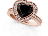 Rose gold Fancy Black Heart Cut-Cut Diamond Halo Engagement Ring with Pave Band and Prong Setting_1