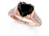 Rose gold Fancy Black Heart Cut Cut Diamond Pavé Band Solitaire with Four-Prong Setting_1
