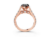 Rose gold Fancy Black Heart Cut Cut Diamond Pavé Band Solitaire with Four-Prong Setting_3
