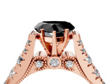 Rose gold Fancy Black Heart Cut Cut Diamond Pavé Band Solitaire with Four-Prong Setting_4