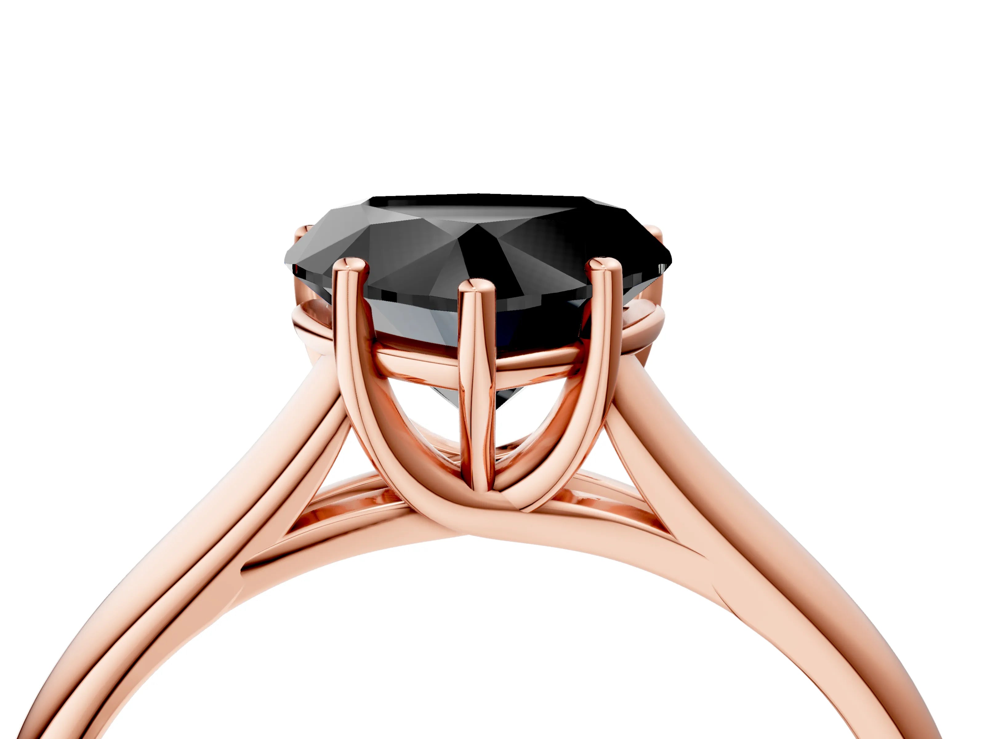 Rose gold Fancy Black Heart Cut Cut Diamond Solitaire Engagement Ring with Tapered Plain Band and Four-Prong Setting_4