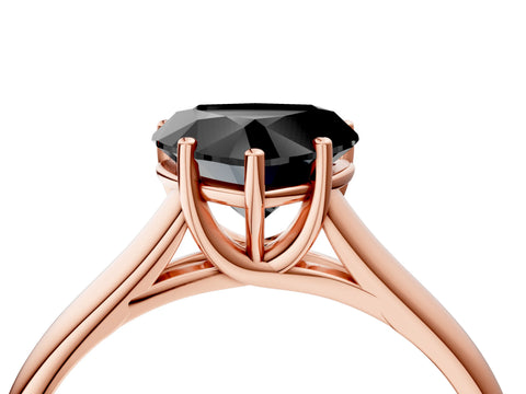 Rose gold Fancy Black Heart Cut Cut Diamond Solitaire Engagement Ring with Tapered Plain Band and Four-Prong Setting_4