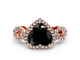 Rose gold Fancy Black Heart Cut Cut Halo Diamond Infinity Band with Four-Prong Setting
