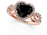 Rose gold Fancy Black Heart Cut Cut Halo Diamond Infinity Band with Four-Prong Setting_1