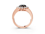 Rose gold Fancy Black Heart Cut Cut Halo Diamond Pavé Engagement Ring with Milgrain Detailing_3