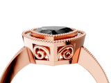 Rose gold Fancy Black Heart Cut Cut Halo Pavé Diamond Ring_4