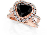 Rose gold Fancy Black Heart Cut Cut Halo Split Shank Pave Set Ring_1