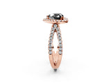 Rose gold Fancy Black Heart Cut Cut Halo Split Shank Pave Set Ring_2