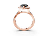 Rose gold Fancy Black Heart Cut Cut Halo Split Shank Pave Set Ring_3