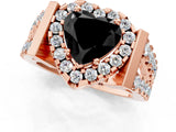Rose gold Fancy Black Heart Cut Cut Halo Split Shank Prong Set Ring_1