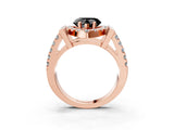 Rose gold Fancy Black Heart Cut Cut Halo Split Shank Prong Set Ring_3