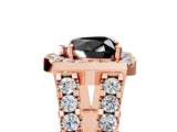 Rose gold Fancy Black Heart Cut Cut Halo Split Shank Prong Set Ring_5