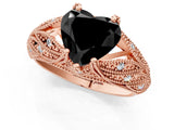 Rose gold Fancy Black Heart Cut Cut Milgrain Pave Diamond Engagement Ring with Four-Prong Setting_4