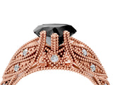Rose gold Fancy Black Heart Cut Cut Milgrain Pave Diamond Engagement Ring with Four-Prong Setting_7