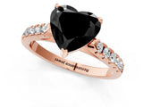 Rose gold Fancy Black Heart Cut Cut Pavé Band Solitaire Ring with Four-Prong Setting_1