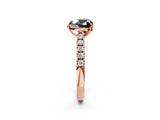 Rose gold Fancy Black Heart Cut Cut Pavé Band Solitaire Ring with Four-Prong Setting_2