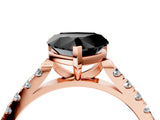 Rose gold Fancy Black Heart Cut Cut Pavé Band Solitaire Ring with Four-Prong Setting_4
