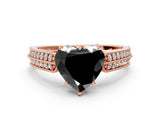 Rose gold Fancy Black Heart Cut Cut Pave Split Shank Engagement Ring with Four-Prong Setting