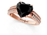 Rose gold Fancy Black Heart Cut Cut Pave Split Shank Engagement Ring with Four-Prong Setting_1