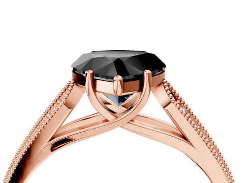Rose gold Fancy Black Heart Cut Cut Pave Split Shank Engagement Ring with Four-Prong Setting_4