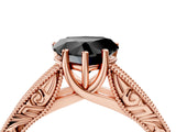 Rose gold Fancy Black Heart Cut Cut Solitaire Engraved Band with Four-Prong Setting_4