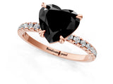 Rose gold Fancy Black Heart Cut Diamond Brilliant Solitaire Ring with Pavé Band and Four-Prong Setting_1