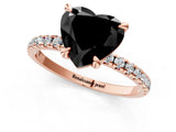Rose gold Fancy Black Heart Cut Diamond Brilliant Solitaire Ring with Pavé Band and Four-Prong Setting_13