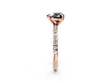 Rose gold Fancy Black Heart Cut Diamond Brilliant Solitaire Ring with Pavé Band and Four-Prong Setting_14