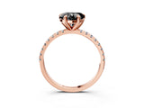 Rose gold Fancy Black Heart Cut Diamond Brilliant Solitaire Ring with Pavé Band and Four-Prong Setting_15