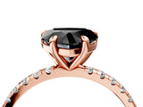 Rose gold Fancy Black Heart Cut Diamond Brilliant Solitaire Ring with Pavé Band and Four-Prong Setting_16