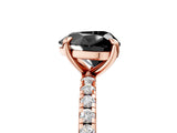 Rose gold Fancy Black Heart Cut Diamond Brilliant Solitaire Ring with Pavé Band and Four-Prong Setting_17