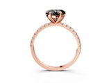 Rose gold Fancy Black Heart Cut Diamond Brilliant Solitaire Ring with Pavé Band and Four-Prong Setting_3