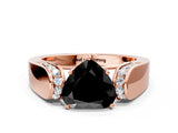 Rose gold Fancy Black Heart Cut Diamond Channel Set Solitaire Ring with Four-Prong Setting_12