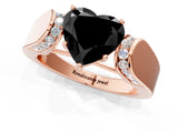 Rose gold Fancy Black Heart Cut Diamond Channel Set Solitaire Ring with Four-Prong Setting_13