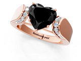 Rose gold Fancy Black Heart Cut Diamond Channel Set Solitaire Ring with Four-Prong Setting_25