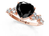 Rose gold Fancy Black Heart Cut Diamond Cluster Pavé Band with Four-Prong Setting_13