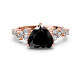 Rose gold Fancy Black Heart Cut Diamond Cluster Pavé Band with Four-Prong Setting_3
