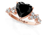 Rose gold Fancy Black Heart Cut Diamond Cluster Pavé Band with Four-Prong Setting_4
