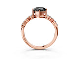 Rose gold Fancy Black Heart Cut Diamond Cluster Pavé Band with Four-Prong Setting_6