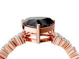 Rose gold Fancy Black Heart Cut Diamond Cluster Pavé Band with Four-Prong Setting_7